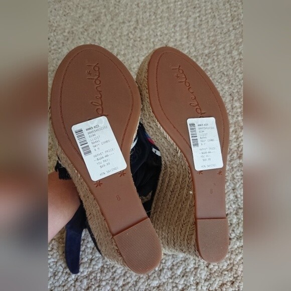 SPLENDID Barke Navy Combo Espadrille Wedges size 8M - Picture 11 of 11